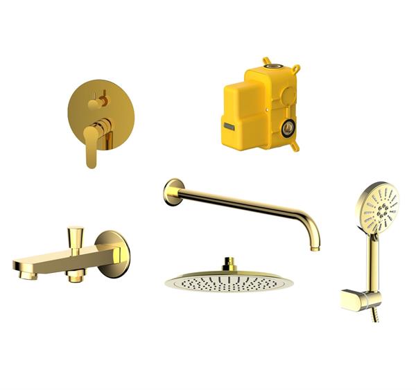 Bien  Concealed  Bath Mixer Set Round - 2F Gold