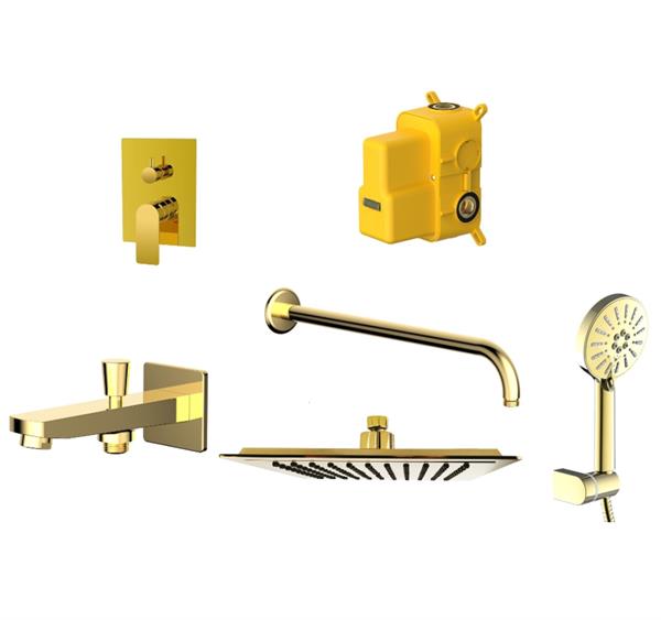 Bien  Concealed  Bath Mixer Set Square - 2F Gold