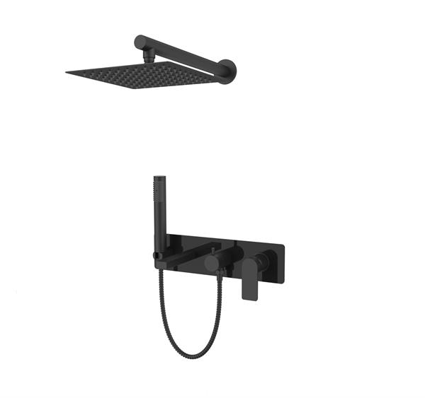 Bien Water Flowbox  Horizontal  Concealed Bath Mixer 3F - Black Tempered Glasss - Black