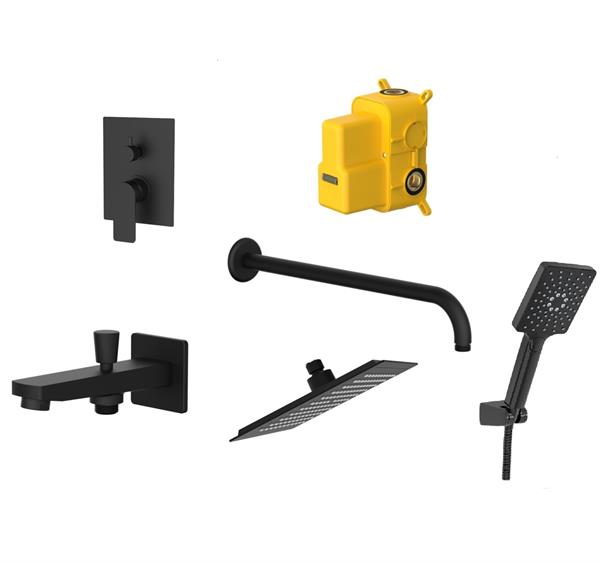 Bien  Concealed  Bath Mixer Set Square - 2F Matt Black