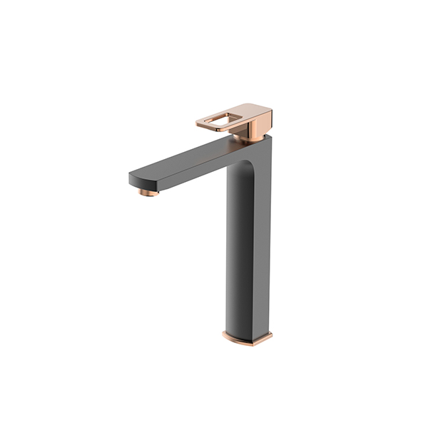 Bien Salvo Plus  Tall Basin Mixer, Texture Matt Black - Rose Gold