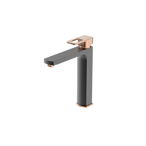 Bien Salvo Plus Medium Type Tall Basin Mixer, Texture Matt Black - Rose Gold