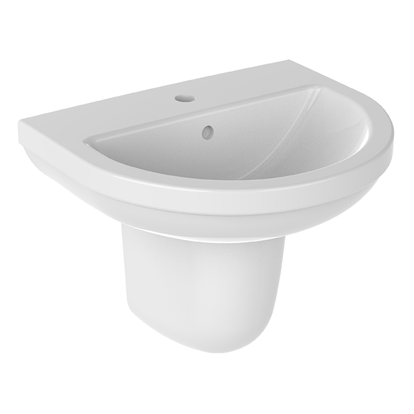 WALL MOUNTING WASHBASIN 55 cm SINGLE HOLE