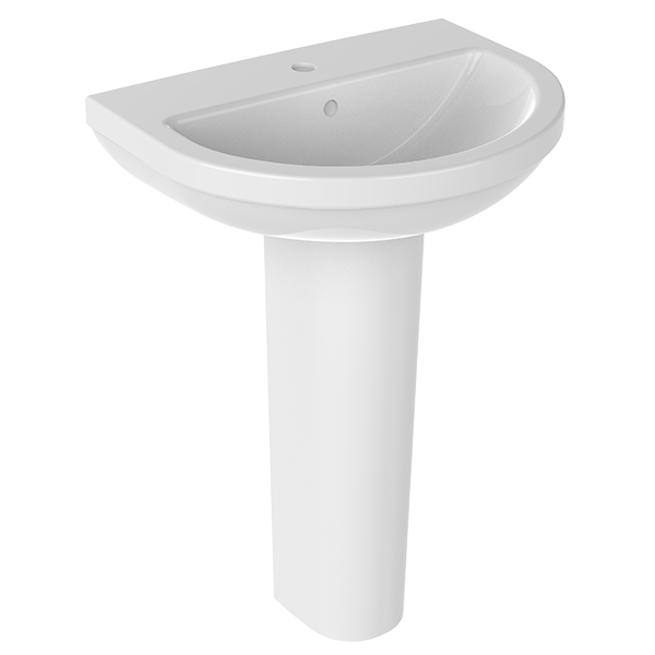 WALL MOUNTING WASHBASIN 60 cm SINGLE HOLE