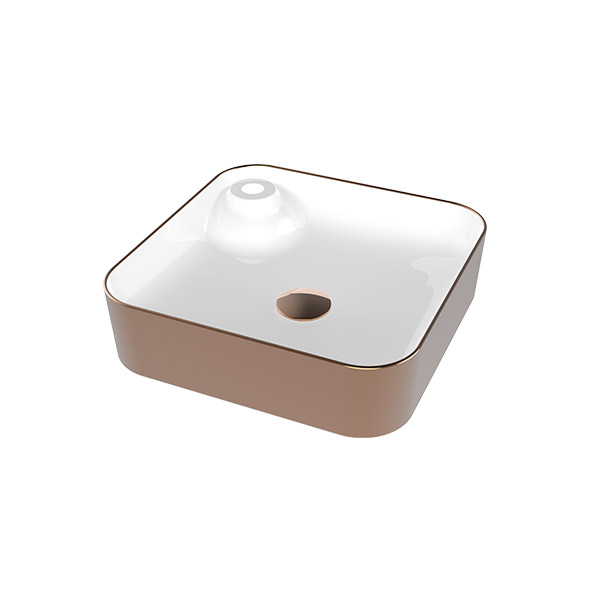 COUNTER TOP WASHBASIN SINGLE HOLE OUTSIDE ROSE GOLD  COATED  INSIDE WHITE