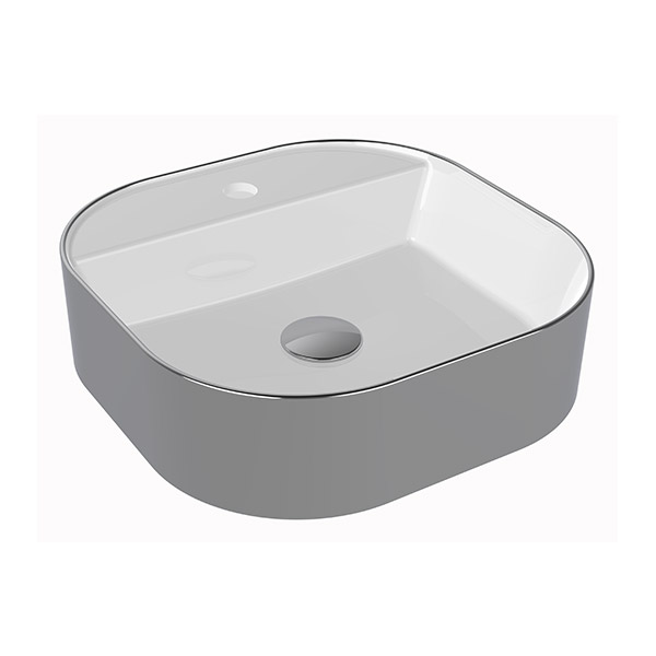 COUNTER TOP WASHBASIN SINGLE HOLE OUTSIDE PLATIN  COATED  INSIDE WHITE 