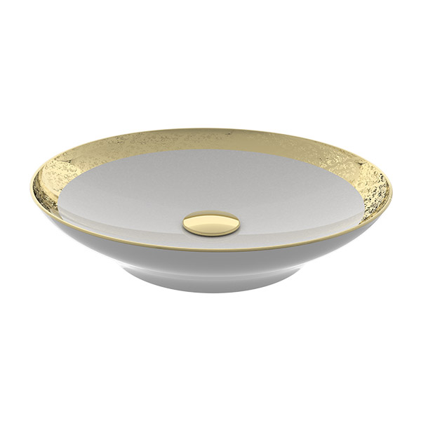 COUNTER TOP WASHBASIN 47cm WITHOUT HOLE GOLD DECOR 