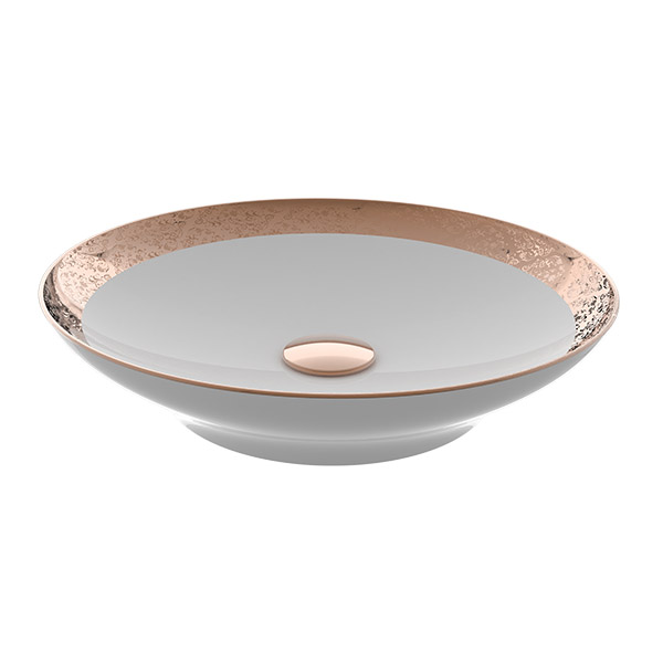 COUNTER TOP WASHBASIN 47 cm WITHOUT HOLE ROSE GOLD DECOR  