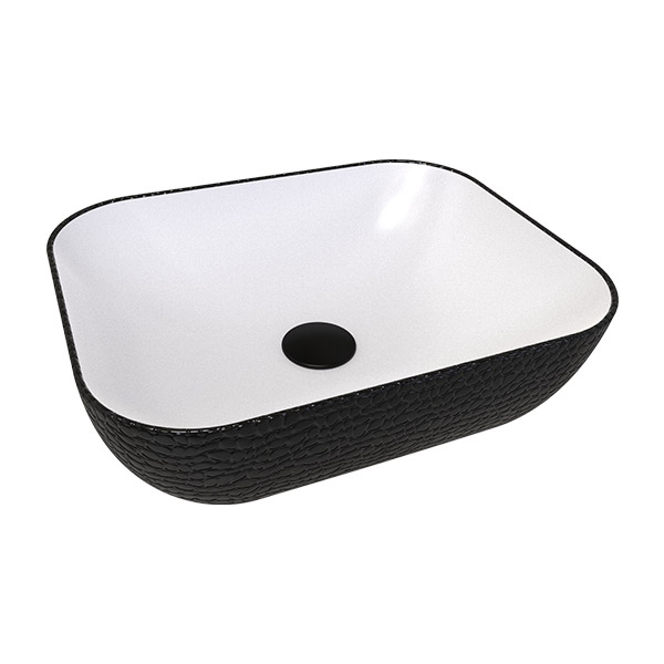 COUNTERTOP WASHBASIN 44 cm WITHOUT HOLE OUTSIDE MATTE BLACK INSIDE MATTE WHITE