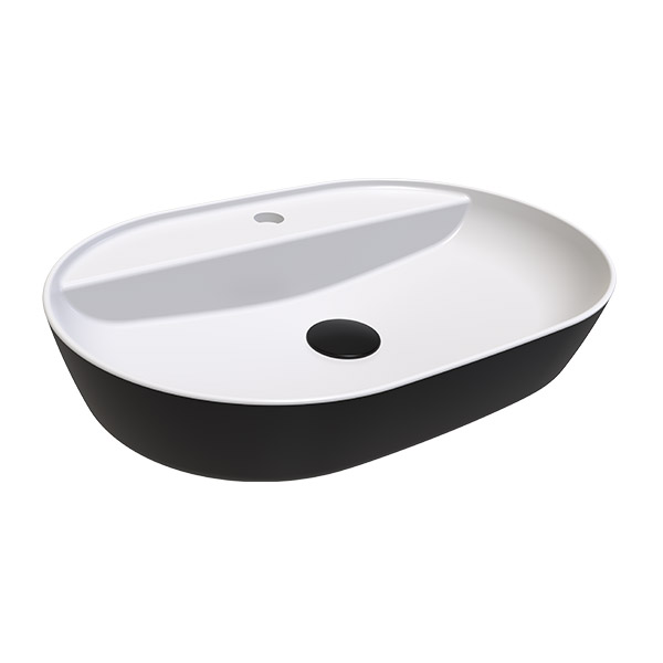 COUNTER TOP WASHBASIN SINGLE HOLE OUTSIDE Matt Black INSIDE MATT WHITE