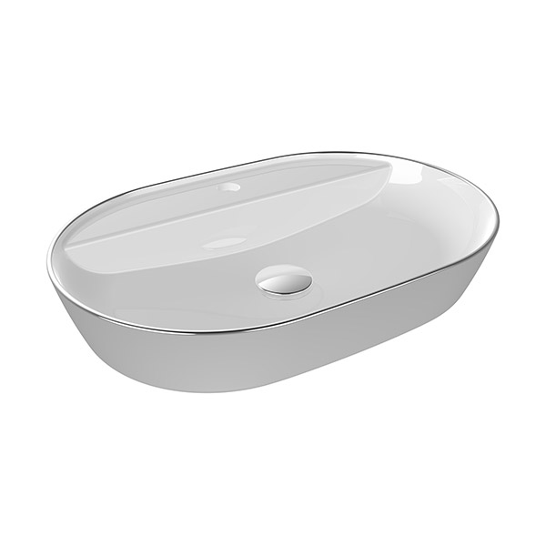 COUNTER TOP WASHBASIN SINGLE HOLE OUTSIDE PLATIN  COATED  INSIDE WHITE