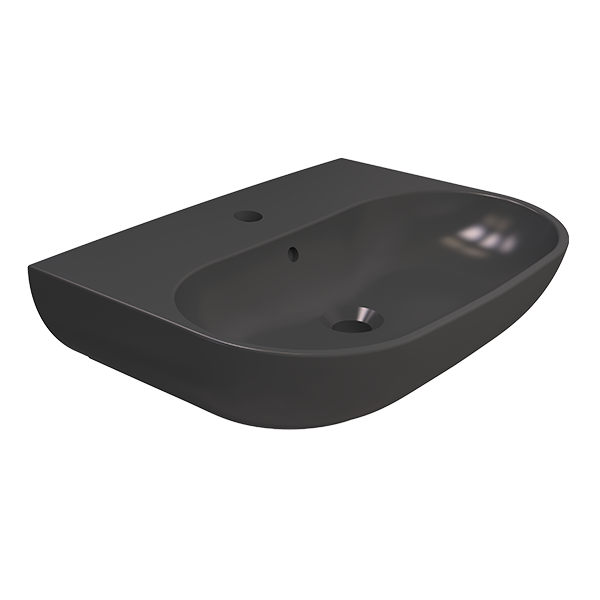 WALL MOUNTING WASHBASIN WITH HOLE SATIN BLACK 