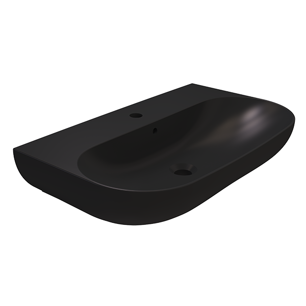 WALL MOUNTING WASHBASIN WITH HOLE  SATIN BLACK