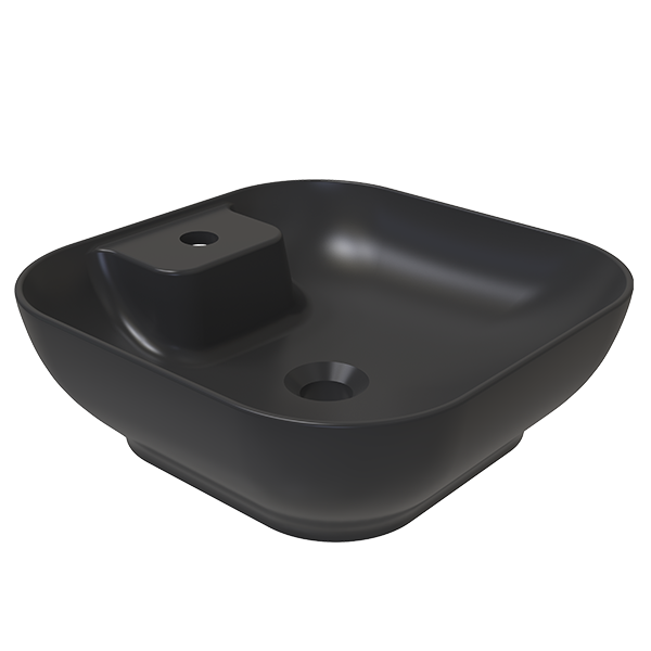 SQUARE COUNTER TOP WASHBASIN SINGLE HOLE SATIN BLACK