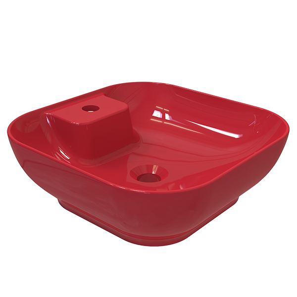SQUARE COUNTER TOP WASHBASIN SINGLE HOLE RED
