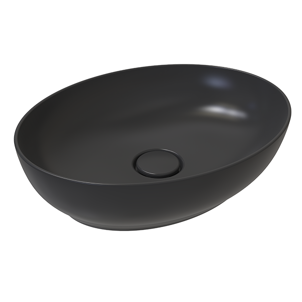 OVAL COUNTER TOP WASHBASIN  WITHOUT HOLE SATIN BLACK 