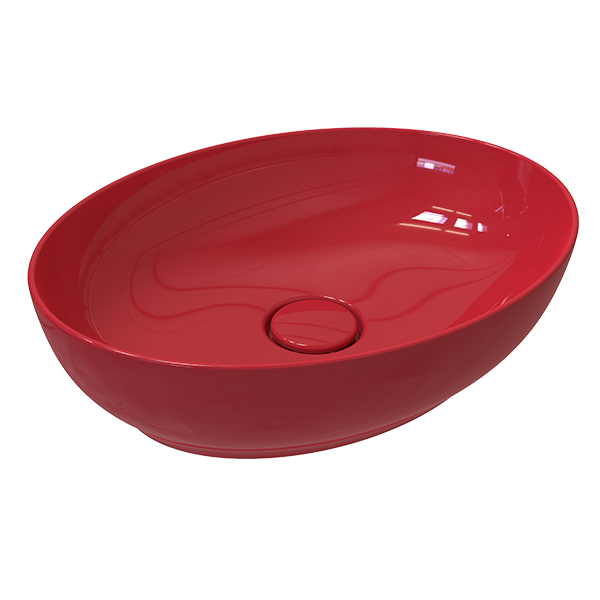 OVAL COUNTER TOP WASHBASIN  WITHOUT HOLE RED