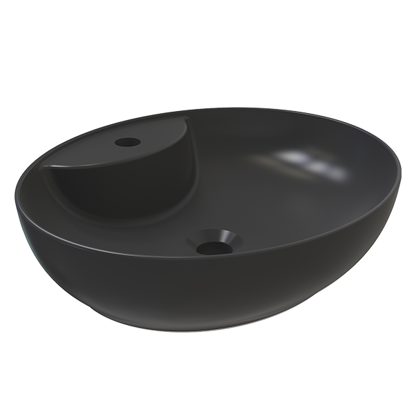 OVAL COUNTER TOP WASHBASIN SINGLE HOLE SATIN BLACK 