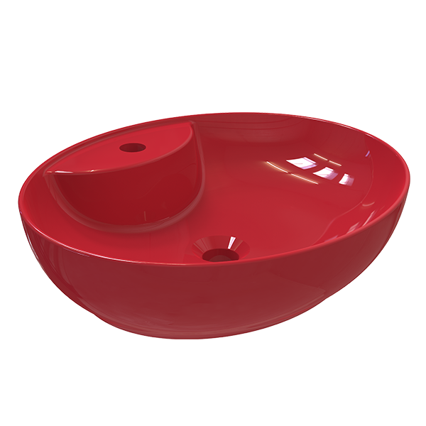 OVAL COUNTER TOP WASHBASIN SINGLE HOLE RED